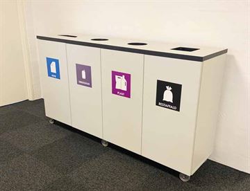 Affaldsbeholder med 4 moduler til sortering af affald - Kildesortering 